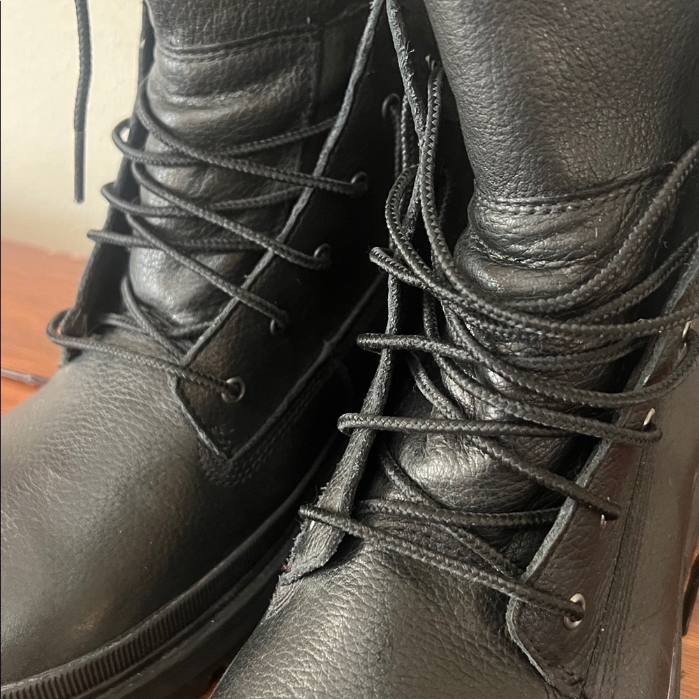 Timberland Ray City Black Combat Boots Lug Sole Leather Women’s 9.5 A2JNY - Picture 13 of 14